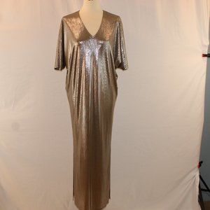 Marie France Van Damme bronze metallic dress